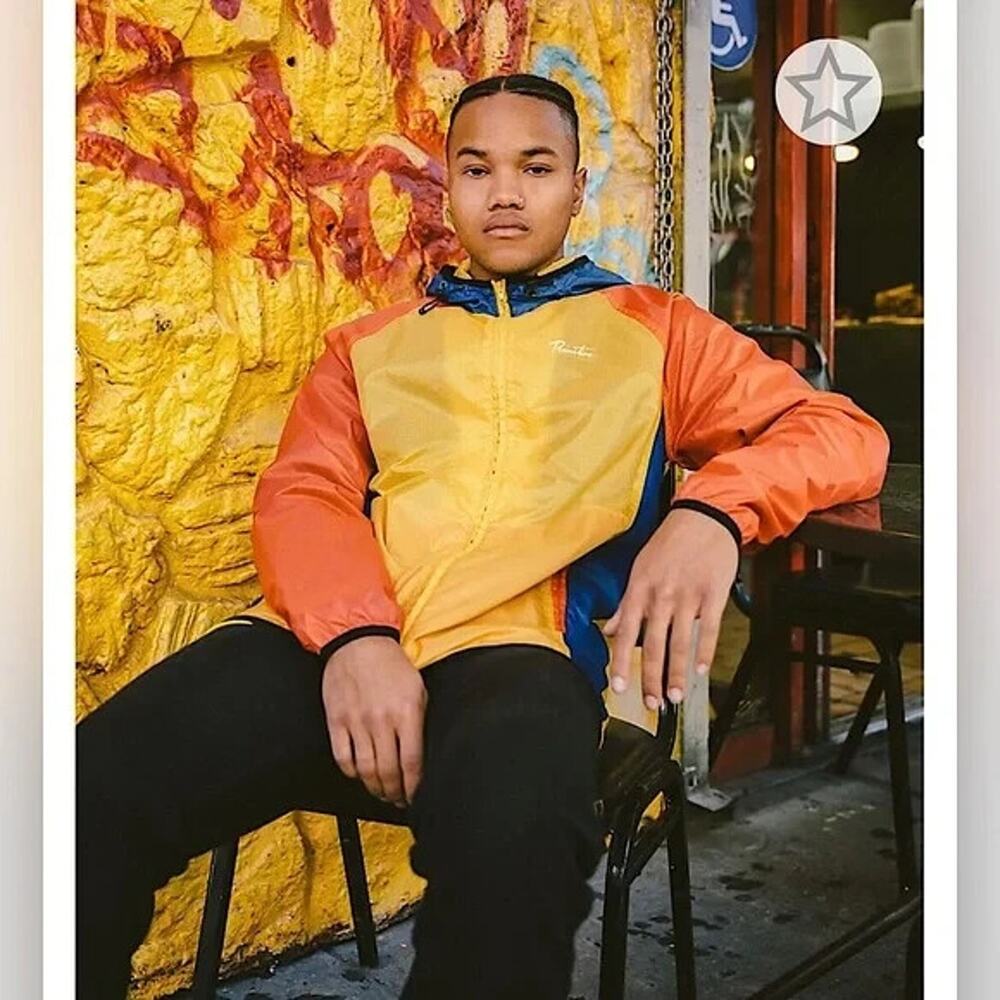 Primitive Skateboarding Y2K 90s Windbreaker Ripstop Yellow Red Hooded Jacket L